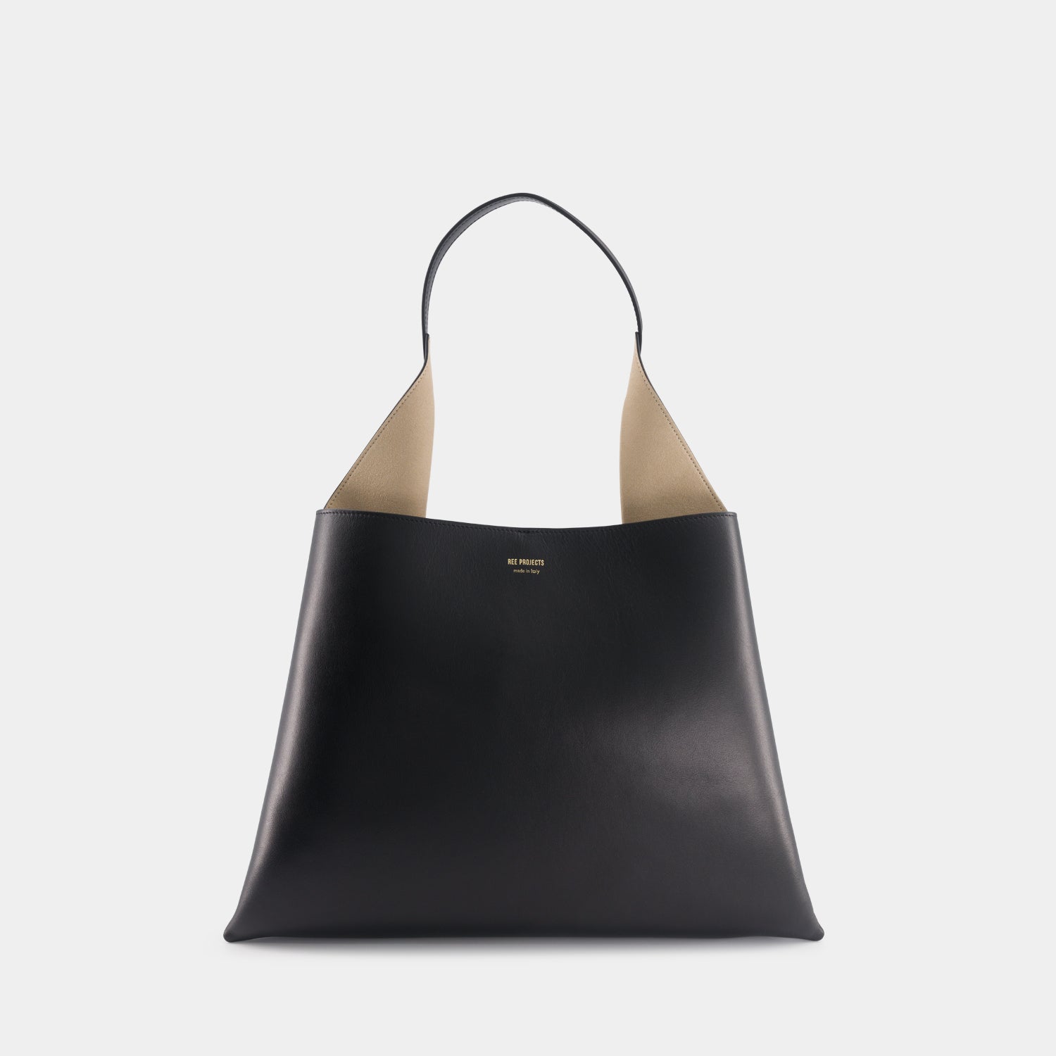 REE PROJECTS Clare Tote Large Black Soft Calf Italian Leather Handmade Spacious Style Chic Modern Elegant Top Handle Shoulder Bag Everyday Work 