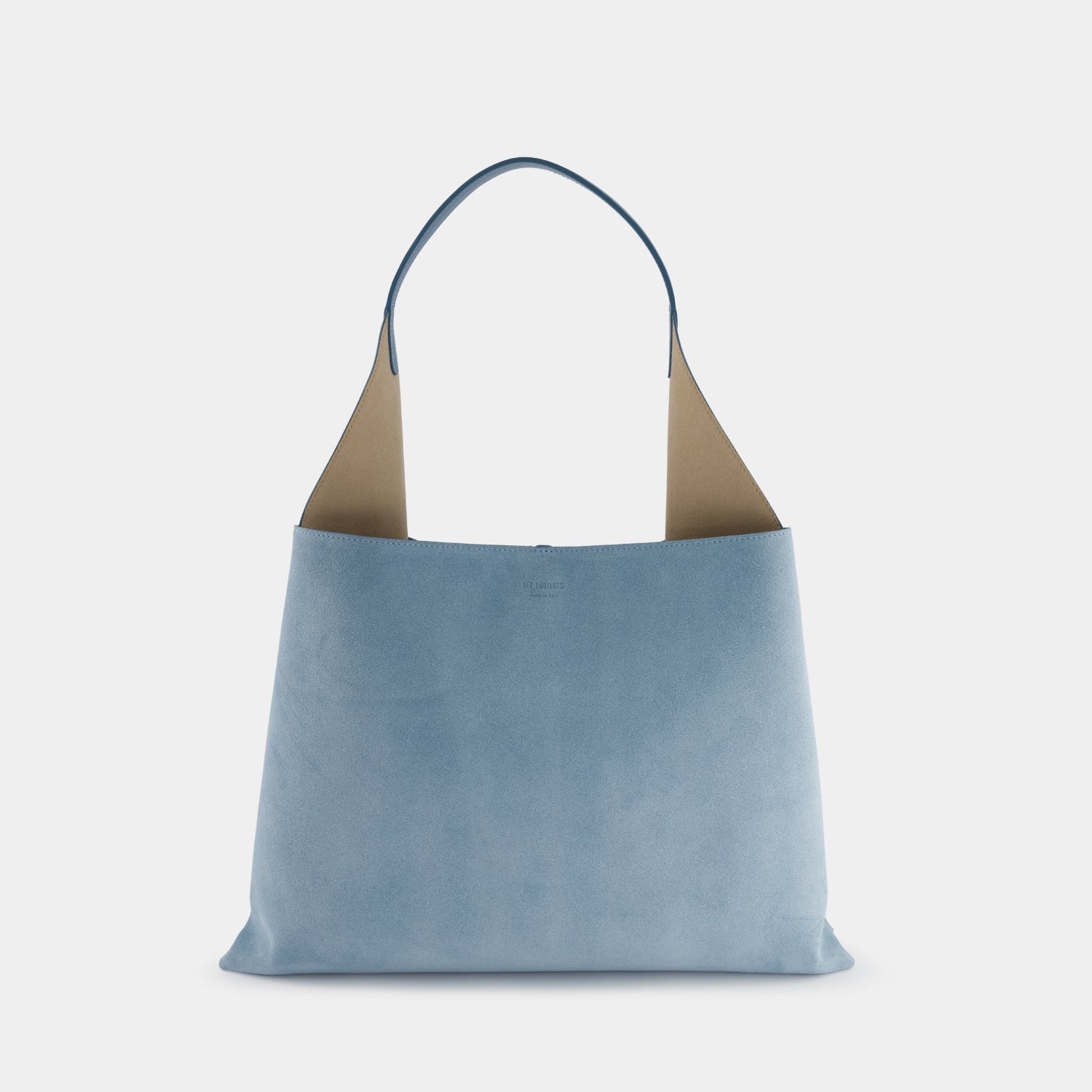 REE PROJECTS Clare Tote Large Mist Blue Suede Soft Calf Italian Leather Handmade Spacious Style Chic Modern Elegant Top Handle Shoulder Bag Everyday Work 