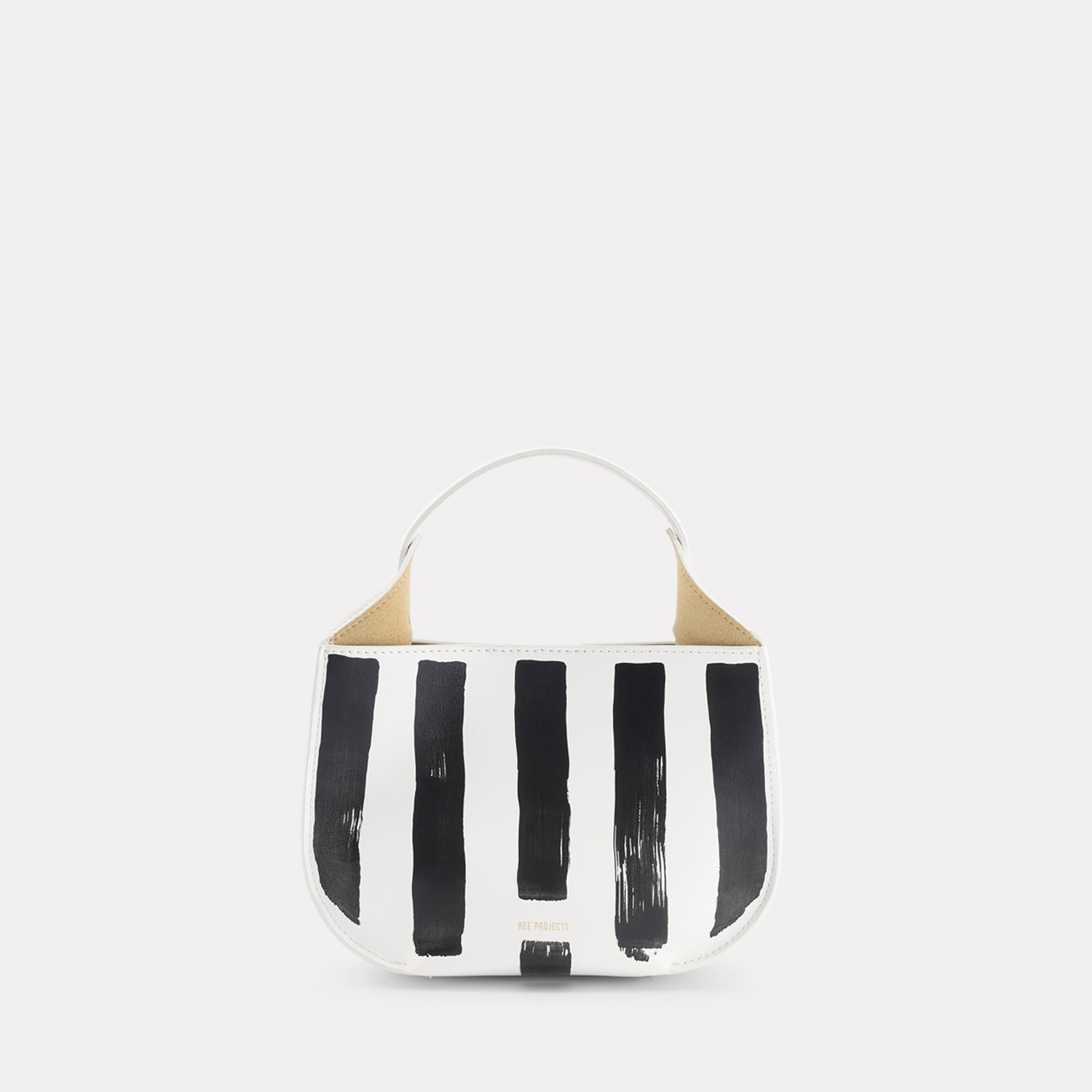 HELENE HOBO MINI - SOFT CALF - HAND PAINTED STRIPES WHITE/BLACK