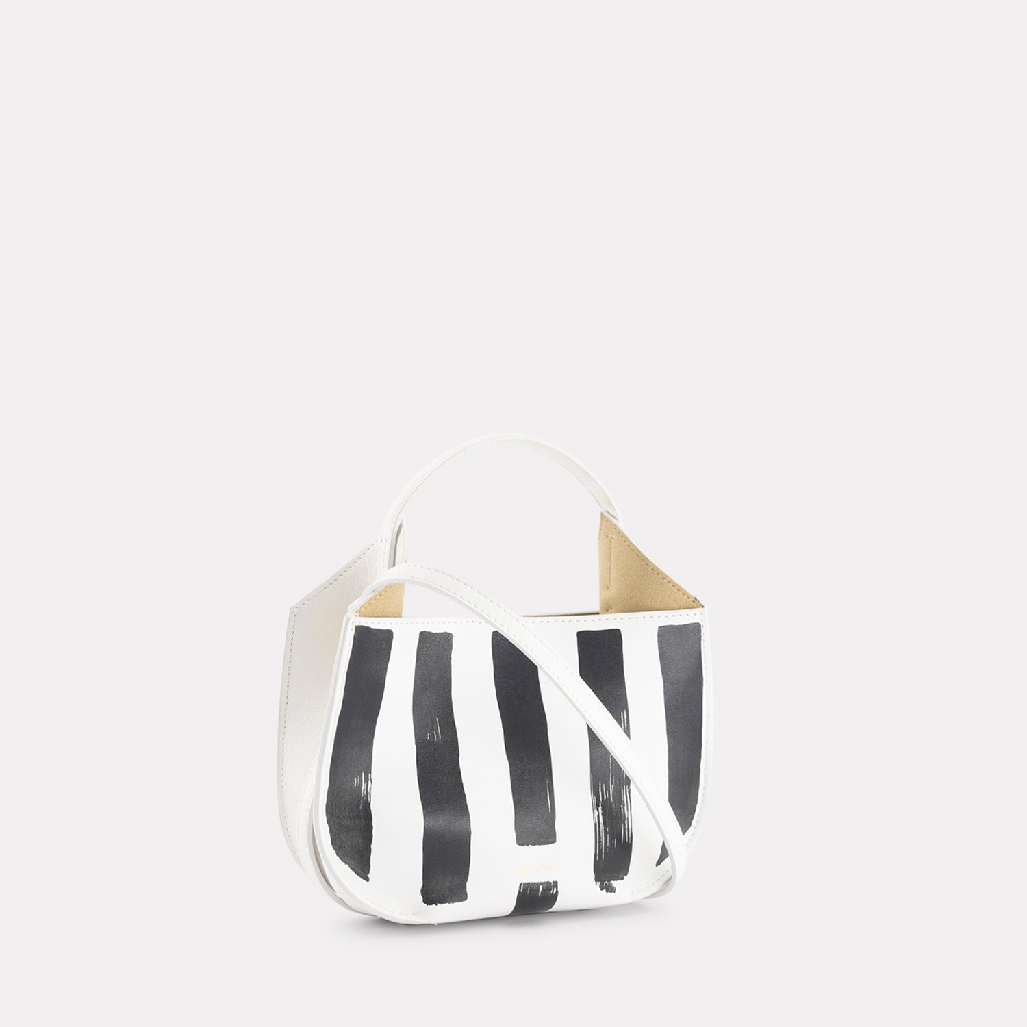 HELENE HOBO MINI - SOFT CALF - HAND PAINTED STRIPES WHITE/BLACK